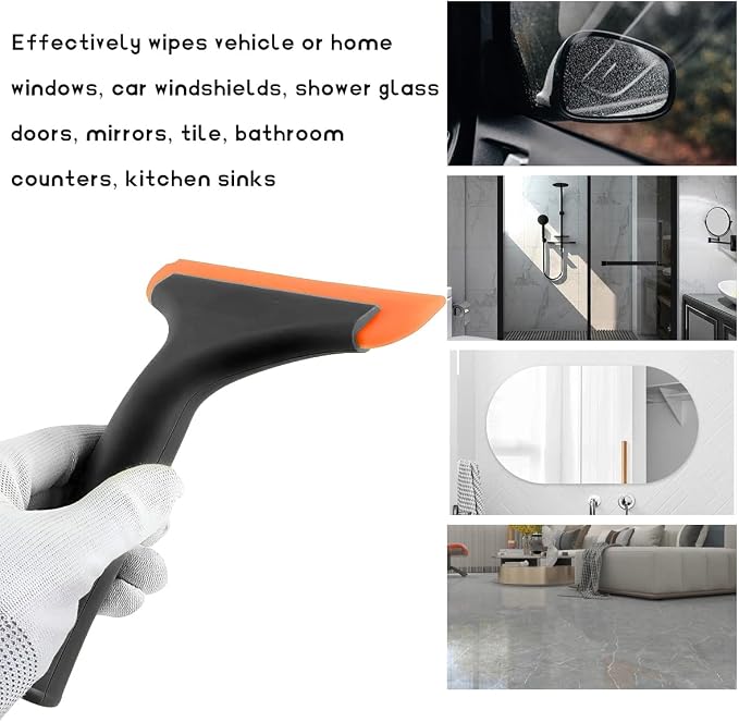 Small Silicone Window Squeegee, Car Windshield Water Wiper Scraper with 5.9" Blade and Non-Slip Handle, All-Purpose Auto Water Blade Squeegee for Window Mirror Cleaning