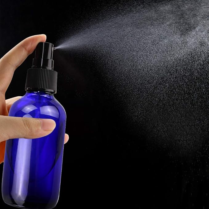 Spray Bottle, 4 oz Fine Mist Glass Spray Bottles, Little Refillable Liquid Containers for Watering Flowers Cleaning(16 Pack, Blue)