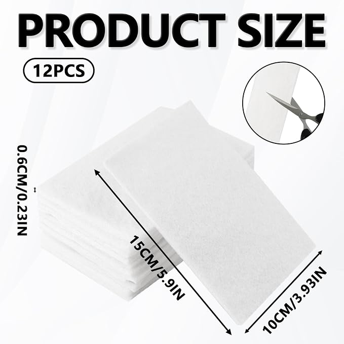 12PCS White Non Woven Pads & Non Scratch Scrubbing Pads 4x6 Inch | Light Duty Scouring Pad & Abrasive Surface Scrubber Multi Scouring Sponge for Polishing Cleaning Pads Non Abrasive