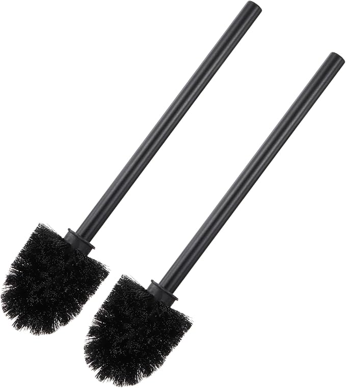 uxcell 2 Pcs Toilet Brush Set Replacement Head, 9.8 Inch Toilet Brush Refills with Handle, Bathroom Cleaning Tool Restroom Accessories for Bathtubs Bathroom Home Apartments Office, Black