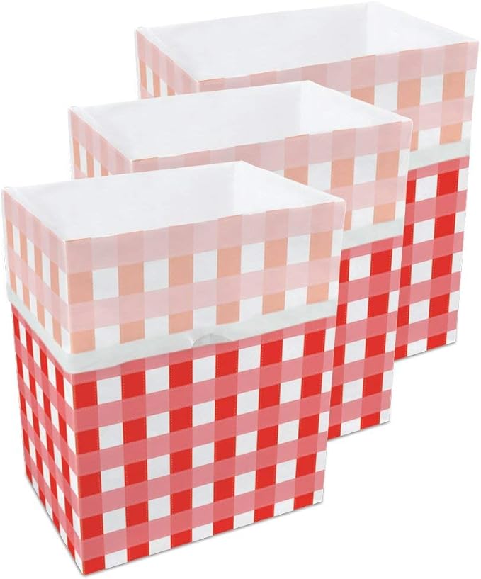 Clean Cubes 13 Gallon Disposable Pop-Up Trash Cans, 3-Pack (Picnic) | Extra Trash Space for Parties and Events, No Assembly Required, Built-In Liner, Wire-Reinforced Opening Stays Fully Open