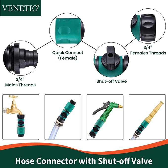 VENETIO 8-Dial Lawn & Garden Sprayer with Quick Connect - 16oz Liquid Fertilizer Dispenser for Uniform Watering & Feeding Plants, Hose Nozzle Spray Gun with Soap Bottle for Dog Washing, Car Cleaning