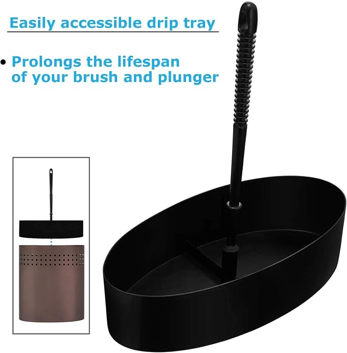 Blue Donuts Toilet Brush and Plunger Set with Holder, Modern Oil Rubbed Bronze Bathroom Accessories Toilet Plunger and Toilet Bowl Brush Combo