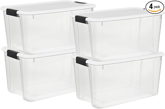 Sterilite 70 Qt Ultra™ Latch Box, Durable Clear Storage Bin w/ Lid, 6 Pack