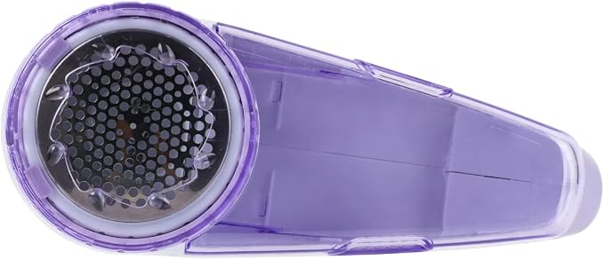 Fabric Shaver & Lint Remover for Clothes and Furniture, Electric Fuzz Remover for Sweaters, Couch, Upholstery and Blankets, AA Battery Operated Defuzzer Removes Pilling and Lint (White+Purple)