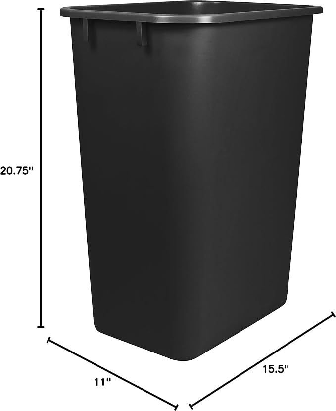 Storex Large Waste Basket 15.5 x 11 x 20.75 Inches, Black (STX00700U01C)