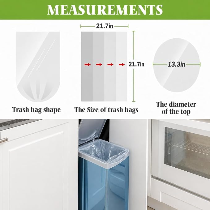 Teivio 5 Gallon 1000 Counts Medium Trash Bags Garbage Bags, Bathroom Trash Can Bin Liners, Plastic Bags for home office kitchen, Clear