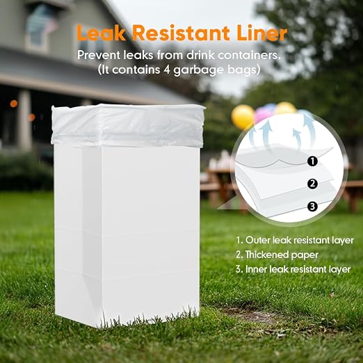 Moryimi 4 Pack Portable Disposable Trash Cans for Parties 30 Gallon | Extra Large Trash Cans for Parties and Events, Disposable Garbage Can for Party (30.7" H x 17" W x 13.4" D)