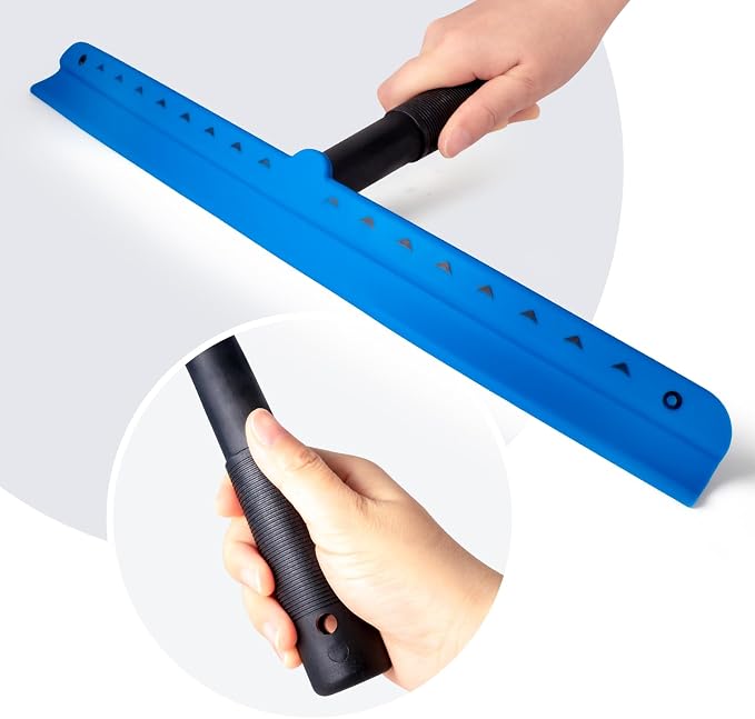 FOSHIO 15 inch Blue Windshield Squeegees, All-Purpose Streak-Free Silicone Squeegee for Window, Bathroom, Glass Shower Doors, Mirror, Car Window