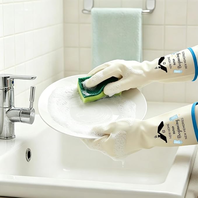 Rubber Cleaning Reusable Gloves, Practical House Warming Gifts | Dishwasher Reusable Gloves, Dishwashing Kitchen Household Essentials, Housewarming Xmas Cleaning Gifts for Cleaner Friends