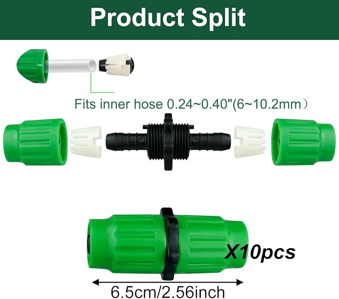 10 Sets Expandable Garden Hose Repair Kit, Plastic Flex Hose Repair Kit, Hose Female Male Connectors Accessories Compatible with Pocket Hoses Expandable Hoses Easily and Quickly