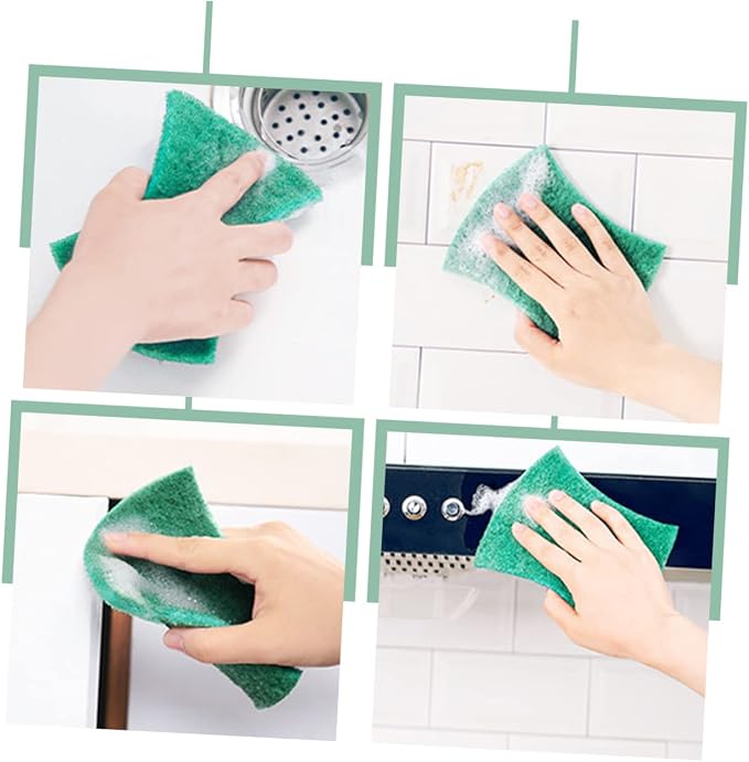 6Pcs Scouring Pads Non Scratch Cleaning Scrubber for Dishes Pots Reusable Household Scrub Pads for Kitchen Countertops Strong Water Absorption Dirt