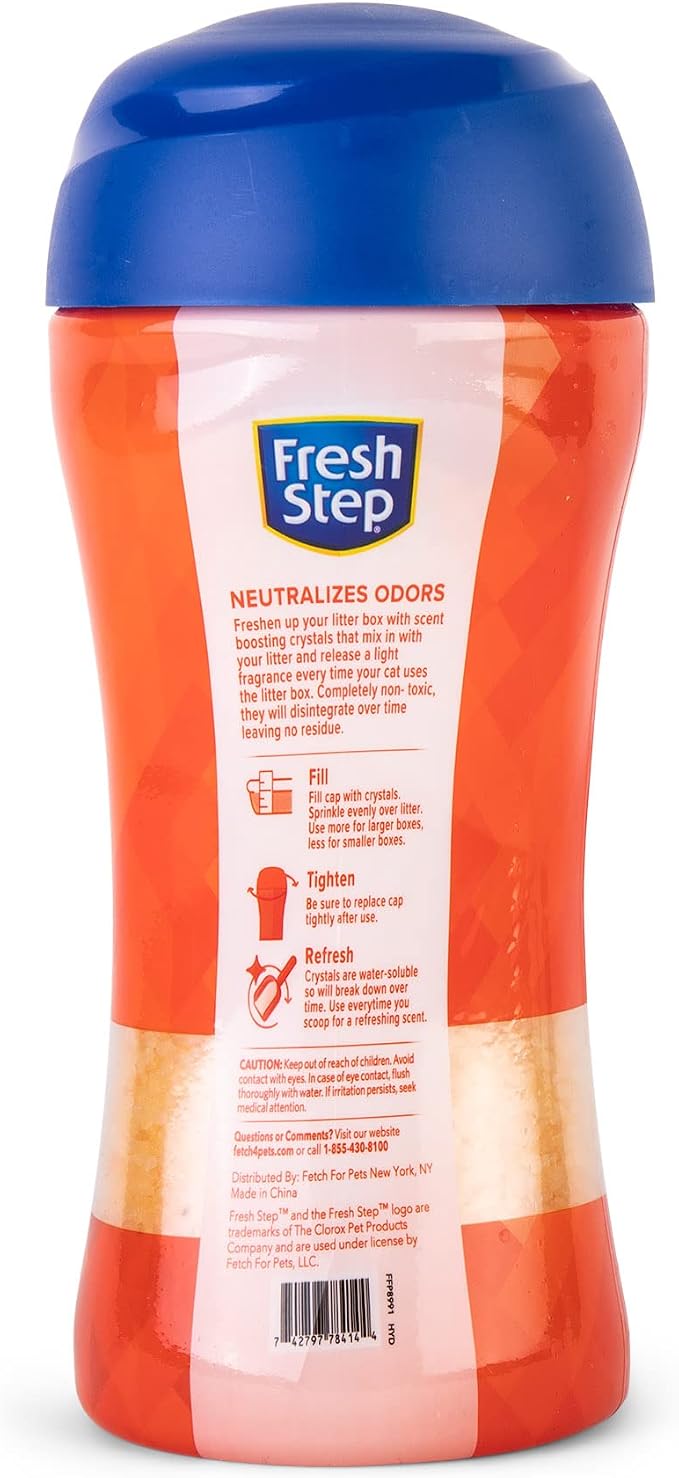 Fresh Step Cat Litter Crystals Deodorizer, Summer Breeze, 15 Oz | Non-toxic crystals neutralize odor at the source in any litter box, keeps home areas smelling fresh