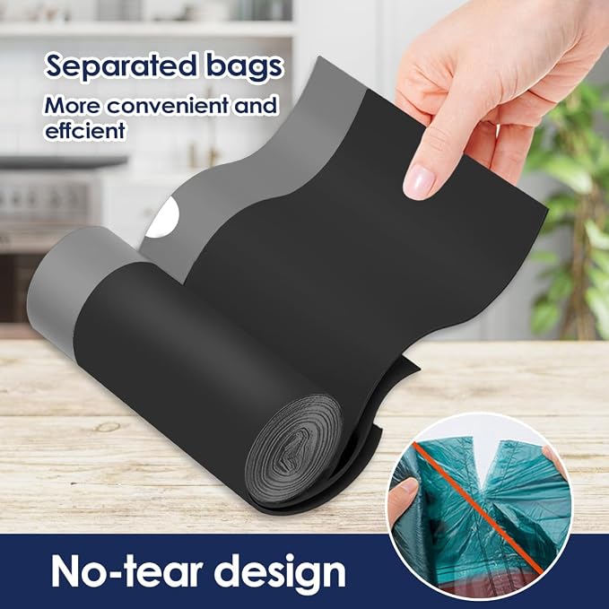Small Drawstring Trash Bags 5 Gallon, Black, 120 Count | Waste BasketLiners Fit 18-20L Garbage Cans, Tear Free, Leak Proof, Sturdy for Home, Office, Bathroom & Bedroom Daily Use