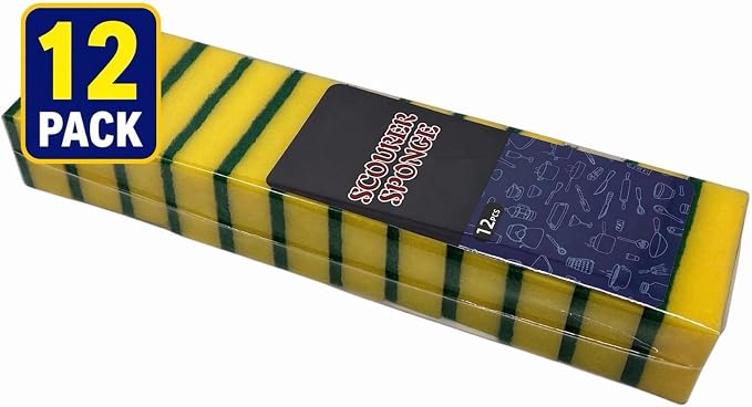 Kitchen Cleaning Sponges, 12 Pack Non-Scratch Scrubber Sponges for Dishes, Pots & Pans, Heavy Duty Multi-Purpose Dish Sponges