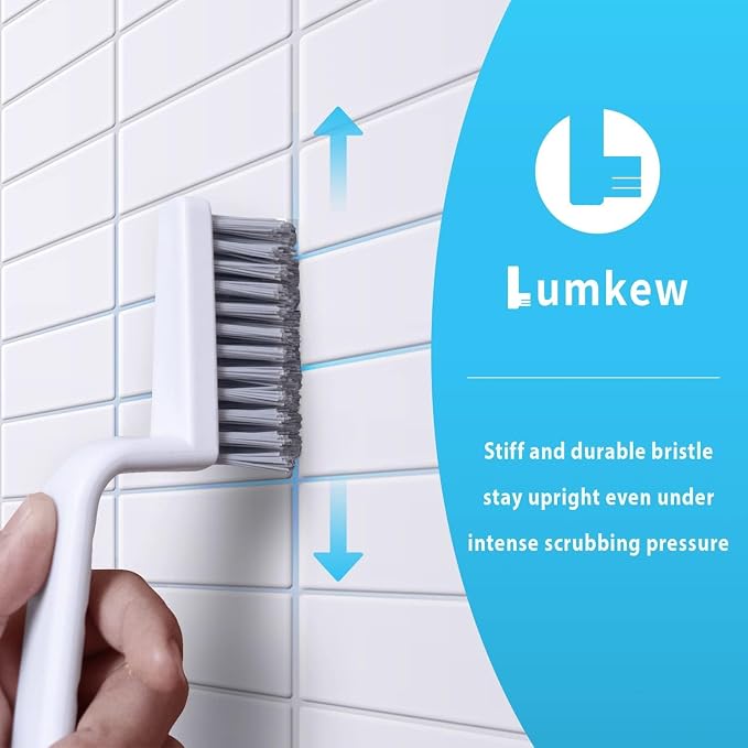 Lumkew Grout Brush Cleaning, 4 Pcs Grout Cleaner Scrubber for Tile Floors | Hard Bristle, Bathroom Cleaning Brushes, For Scrub Shower Tile Grout