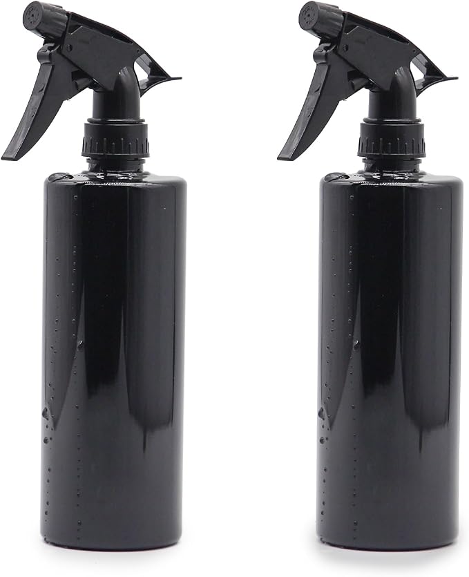 OFFIDIX Black Spray Bottle 360° Plastic 2 Pack/16 oz Plant Mister Water Can | Fine Mist and Stream Setting, 470ml Water Empty Spray Bottles Mister for Hair, Cleaning, Plants, Upside Down Watering Can