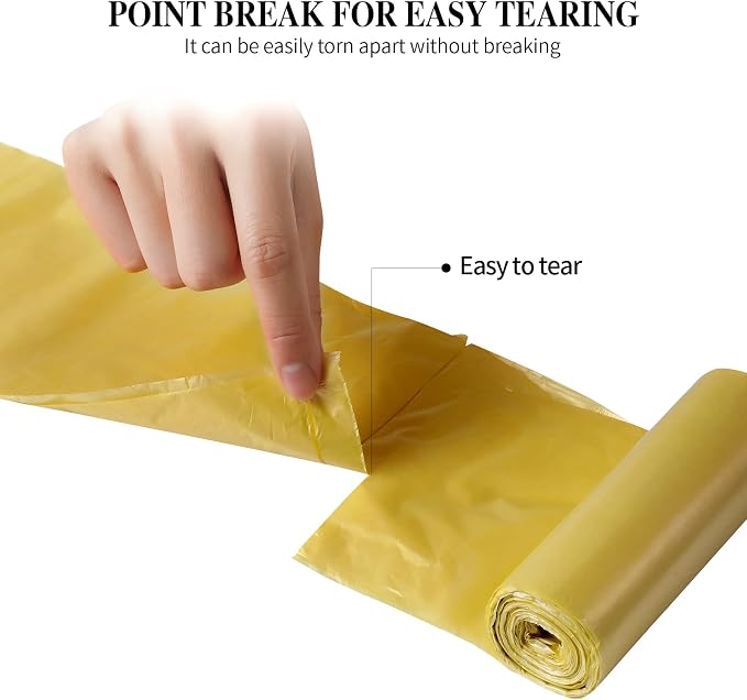 3 Rolls Small Trash Bags - 60 Counts 4 Gallon Small Garbage Bags (Gold) | Durable for home office kitchen Bathroom Bedroom Trash Can liners