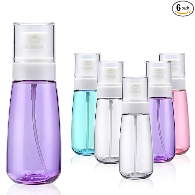 Fine Mist Spray Bottle 3.4oz/ 100ml Empty Cosmetic Refillable Travel Containers Plastic Hair Spray Bottle Sprayer for Perfume Skincare Makeup Lotion (6color2purple)