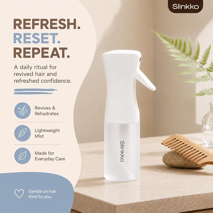Continuous Spray Bottle for Hair - 150ml Matte White Ultra Fine Continuous Mist Spray Bottle - Refillable Mini Water Spray Bottle for Hair Salon Styling & Plant Misters for Inside