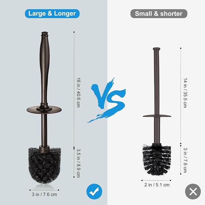 HAMITOR Toilet Bowl Brush Holder Set: 2 Pack Modern Deep Cleaning Bathroom Toilet Scrubber with Caddy for rv - Rim Decorative Accessories Cleaner Brushes for Toilet - Bronze1