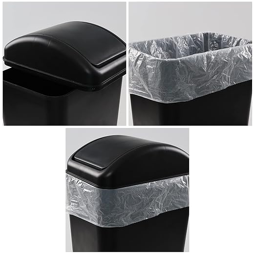 Ramddy 3.5 Gallon Plastic Slim Trash Can, 14 L Small Commercial Garbage Bin | Black, Modern Wastebasket