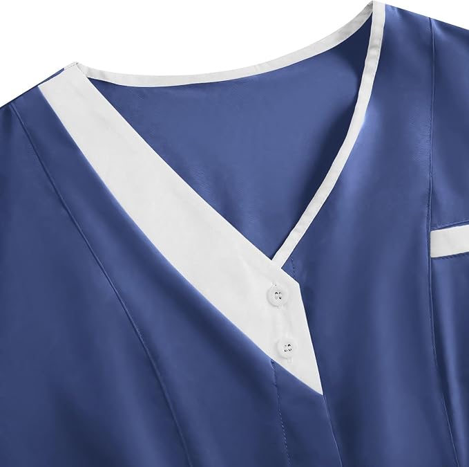 2026 Scrub for Cleaning Jobs Uniform, Multi Pockets Scrubs for Women Sets, V-Neck Top & Straight Leg Pants Scrubs Set