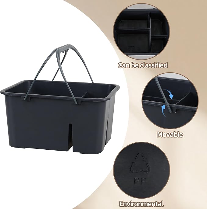 Bringer Small Plastic Cleaning Caddy, Portable Organizer Tote | Lightweight Carry Handle, Multipurpose for Cleaning Supplies, Laundry, Kitchen, Bathroom and Garage Storage
