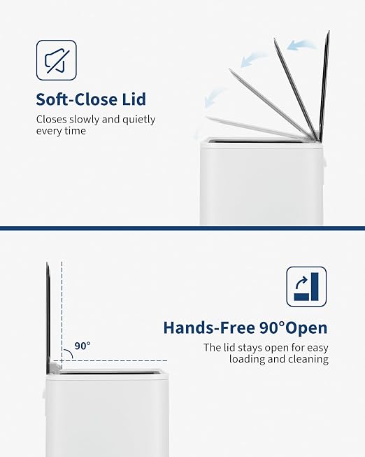 4 Gallon/15 Liter Trash Can, Stainless Steel Step Garbage Can with Quiet Soft-Close Lid, Foot Pedal & Removable Inner Bucket, Rectangular Trash Bin for for Living Room Home Office, White