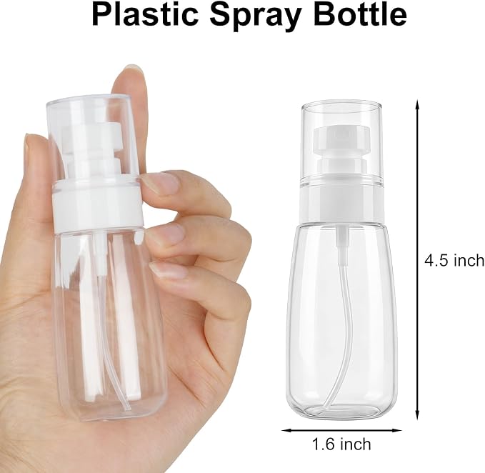 2 Pack Spray Bottles 2oz/60ml Leak Proof Fine Mist Small Empty Spray Bottle | Portable Refillable Containers Plastic Travel Bottles for Hair Spray Toners Facial Moisturizing Cleaning Solution