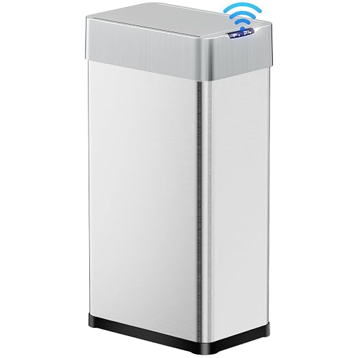 TLSUNNY 18.5 Gallon Automatic Trash Can, Motion Sensor Garbage bin | Stainless Steel Smart Trash Can W/ Butterfly Lid, Bag Retainer Ring for Living Room, Kitchen, Office (Silver, 70L)