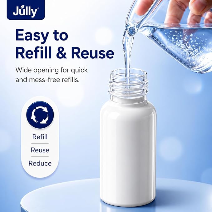 JULLY! 3-Pack 30ML Unique Mist Nasal Spray Bottle – Refillable Pump Sprayer for Nose, Durable HDPE Plastic, Leak-Proof Travel Size for Saline, Personal Care & Home Use, Easy-to-Use Dosage Mechanism