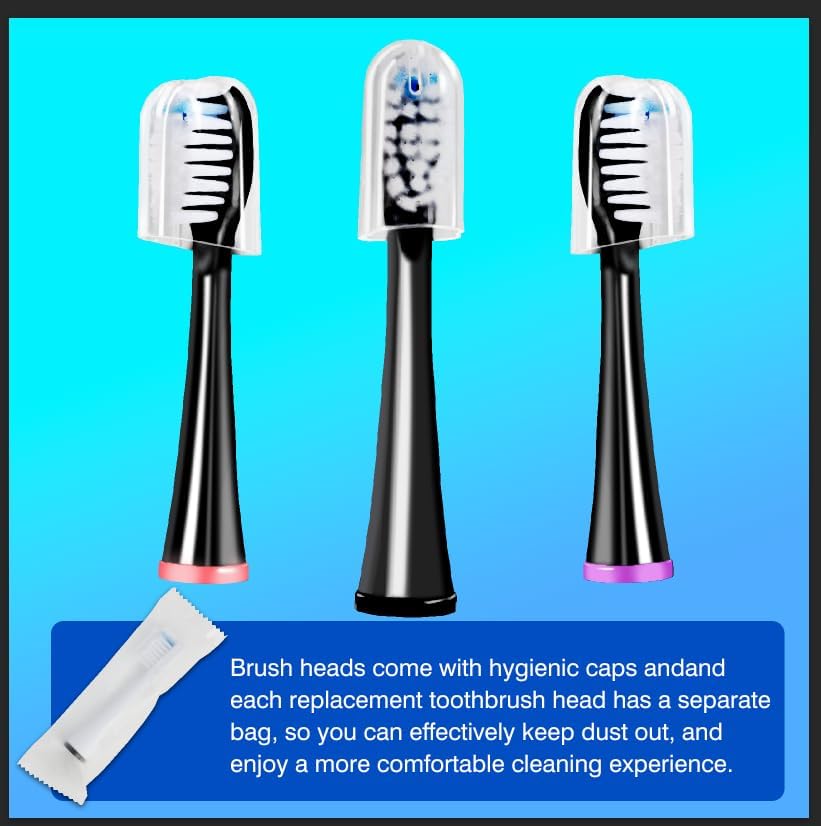Replacement Heads for WaterPik Sonic Fusion 3Pack | Replacement Brush Heads for WaterPik Sonic Fusion 2.0 Flossing Toothbrush SF-01/SF-02/SF-03/SF-04 with Cover,Black