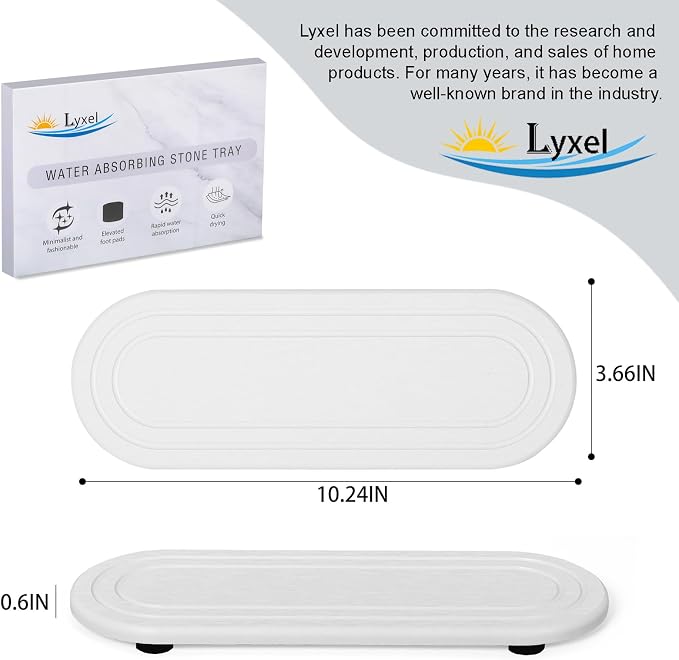 2PCS Water Absorbing Stone Tray, Fast Drying Diatomite Stone Sink Tray, Water Absorbent Diatomite Coasters, Stones Soap Trays for Kitchen Sink, Bathroom Counter Hand Soap Dish & Holders