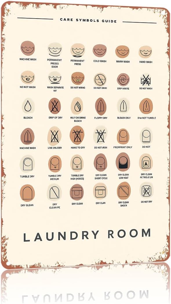 Laundry Stain Removal Care Guide Metal Sign，Vintage Text Art Poster Home Wall Decor, Suitable For Bedroom, Living Room, Bar, Restaurants,Fence,Etc.，Tin Sign 8×12 Inch