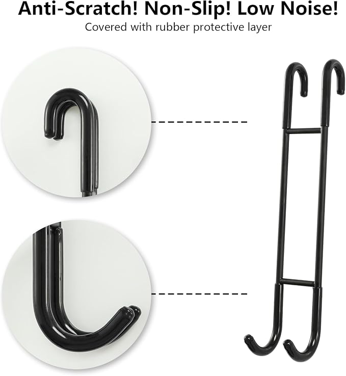 NINETREX Shower Door Hooks, Towel Hooks Frameless Glass Door, 10", 2 Pack | Heavy Duty SUS 304 Stainless Steel, for Towels Squeegee Loofah Shaver Robe, Bathroom Storage, Black