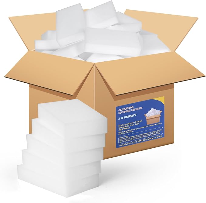 100 Pack Melamine Foam Magic Eraser Sponges for Multi - Surface Use | High-Density Melamine Foam Extra Durable Resists Crumbling WALLS · SHOES · KITCHEN Powerful Cleaning with Just Water