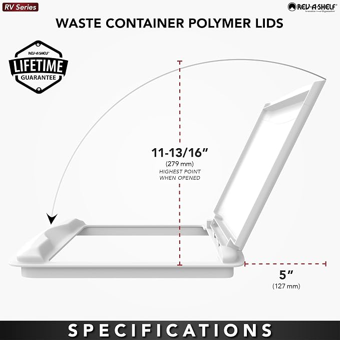 Rev-A-Shelf 50 Qt Under Sink Garbage Can Lid for Base Kitchen and Bathroom Cabinet, Replacement Plastic Trash Bin Lid Only, Black, RV-50-LID-18-1