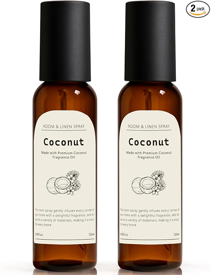 Fragrance Room Spray, Coconut Scent, Air Fresheners for Home | with Notes of Tropical Fruits, Long Lasting Room Air Freshener & Odor Eliminator for Home, Bathroom, Bedding, 2 x 4.06 oz