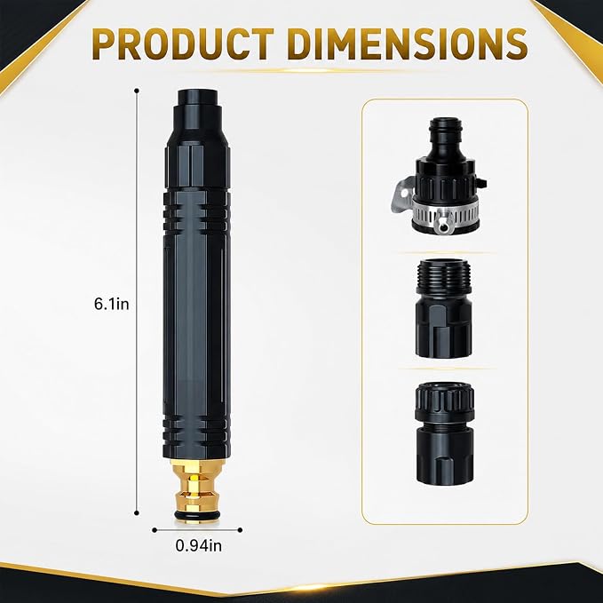 Home High Pressure Water Hose Nozzle, Adjustable Water Garden Hose Sprayer, Pressure Washer Hose Nozzle Attachment for Patio/Car Washing/Garden Watering