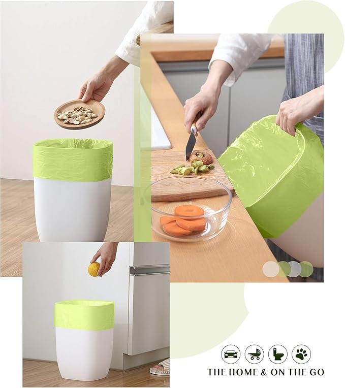 Compostable Trash Bags - FORID 13 Gallon Tall Kitchen Garbage Bags 80 Count Unscented Trash Can Liners 55 Liter Medium Wastebasket Bags for Bathroom Home Bedroom Office Garbage Can (5Rolls/Green)