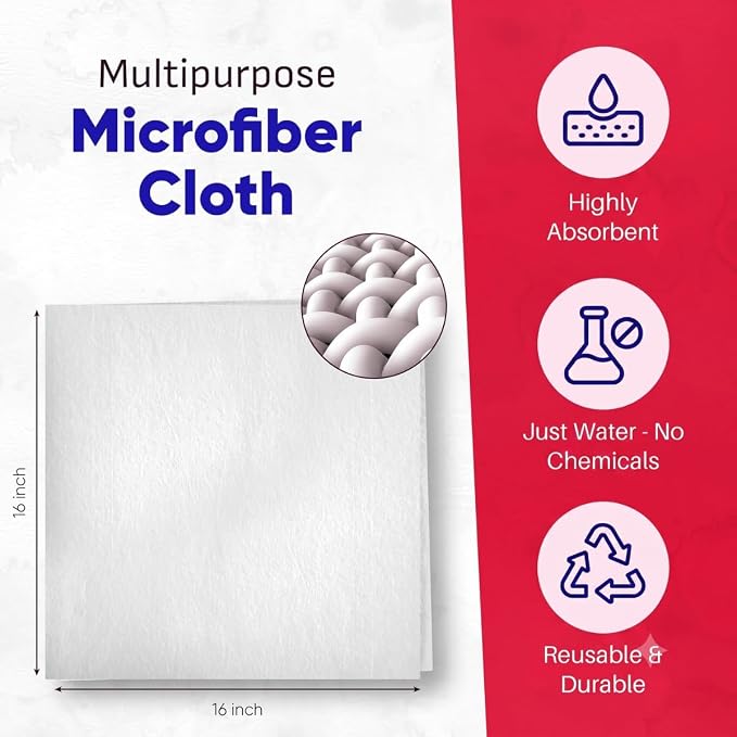 ZAP Cloth Premium Microfiber Cleaning Cloth (3-Pack), Reusable Glass Cleaning Towel, Lint-Free Polishing Cloth for Windows, Mirrors, Chrome, Stainless Steel, Granite, Home & Auto