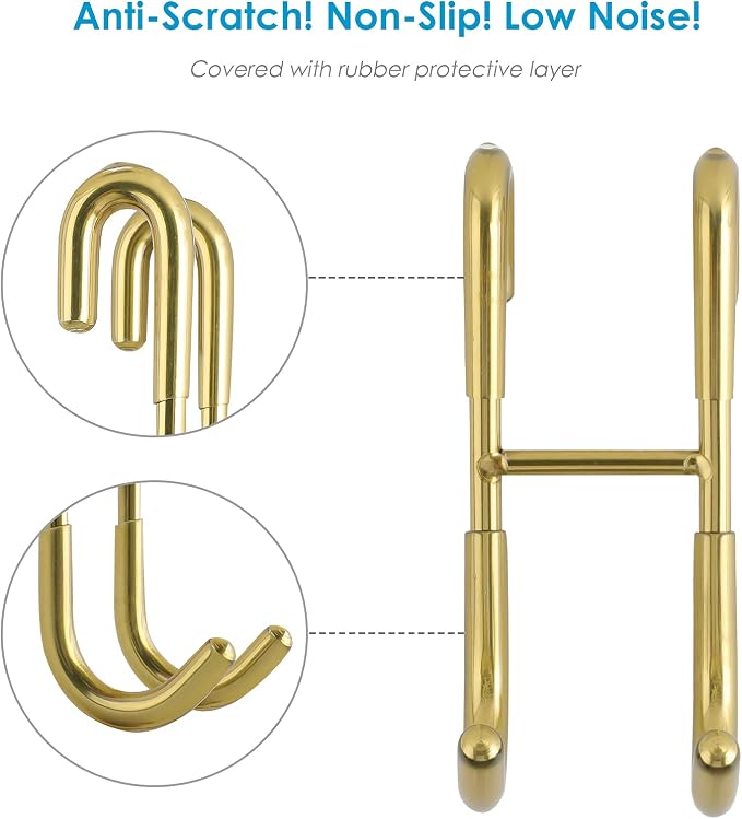 Simtive Squeegee Hooks for Towel Bathroom Frameless Glass Shower Door (4-Pack), Gold
