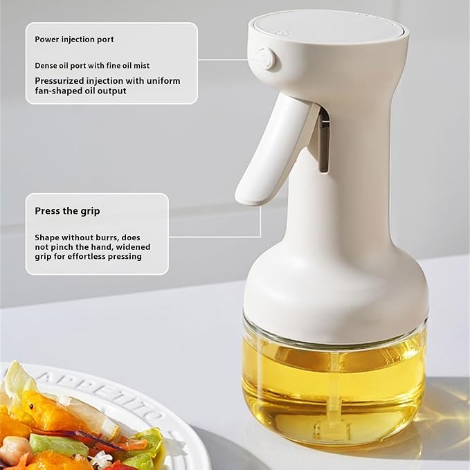 Glass Oil Sprayer Bottle with Drip-Free Nozzle, 450ml yellow | Pressurized Silicone Pumps for Accurate Liquid Seasoning Distribution and Multipurpose Kitchen Applications