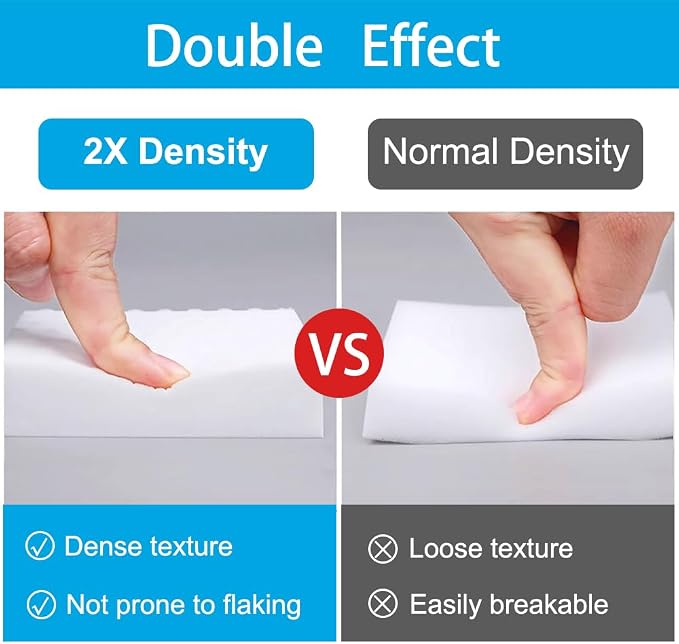 SmilinFit Magic Sponge Erasers, 100 Pack 2X Density Stronger Melamine Sponge Foam Pads, Multi-Functional Household Cleaning Cleaner for Kitchen, Bathroom, Bathtub, Sink, Wall Cleaner