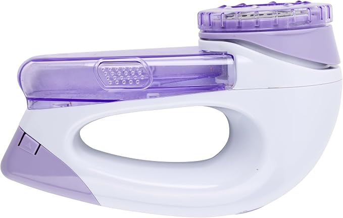 Fabric Shaver & Lint Remover for Clothes and Furniture, Electric Fuzz Remover for Sweaters, Couch, Upholstery and Blankets, AA Battery Operated Defuzzer Removes Pilling and Lint (White+Purple)