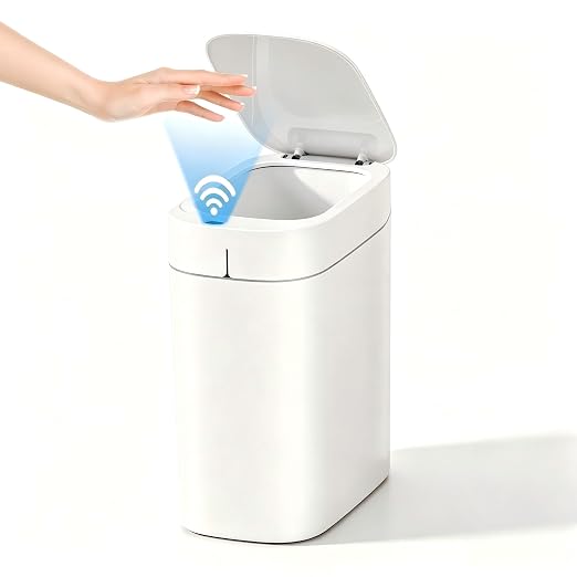 MOPALL Automatic Bathroom Trash Can with Lid ，3.5 Gallon Motion Sensor | Small Smart Wastebasket, Automatic Bagging Garbage Can, Charging by USB cable,for Bathroom, Bedroom,Office/RV/Living Room
