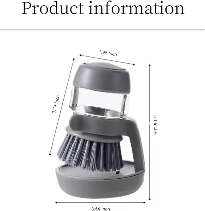 Soap Dispenser Dish Brush,Soap Dispenser with Dish Brush and Storage Bracket, Easy to Clean Kitchen Utensils and Sink, Gray