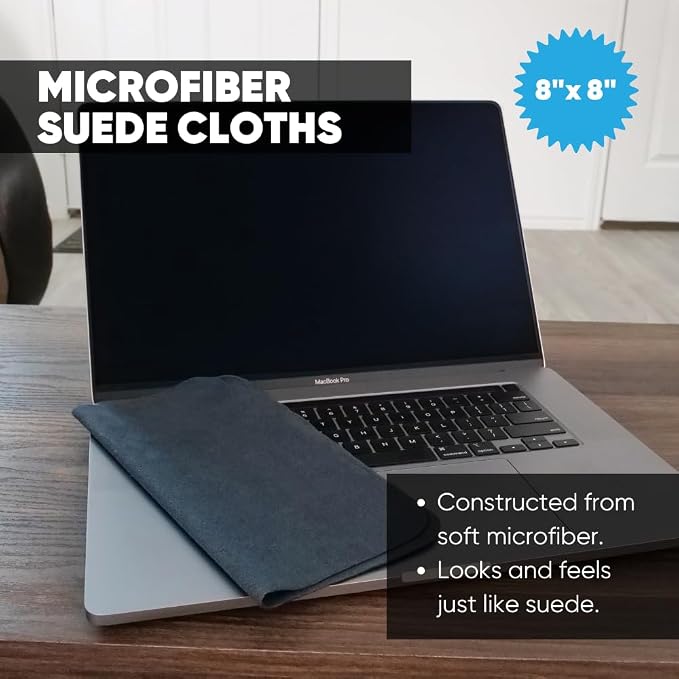 Premium Lens Screen Cleaning Cloth by Microfiber Wholesale | Black | 8”x8” | 10pk | Soft Microfiber Suede | Compact Size Reusable | No Lint Scratch-Free Durable | Lenses Screens iPads