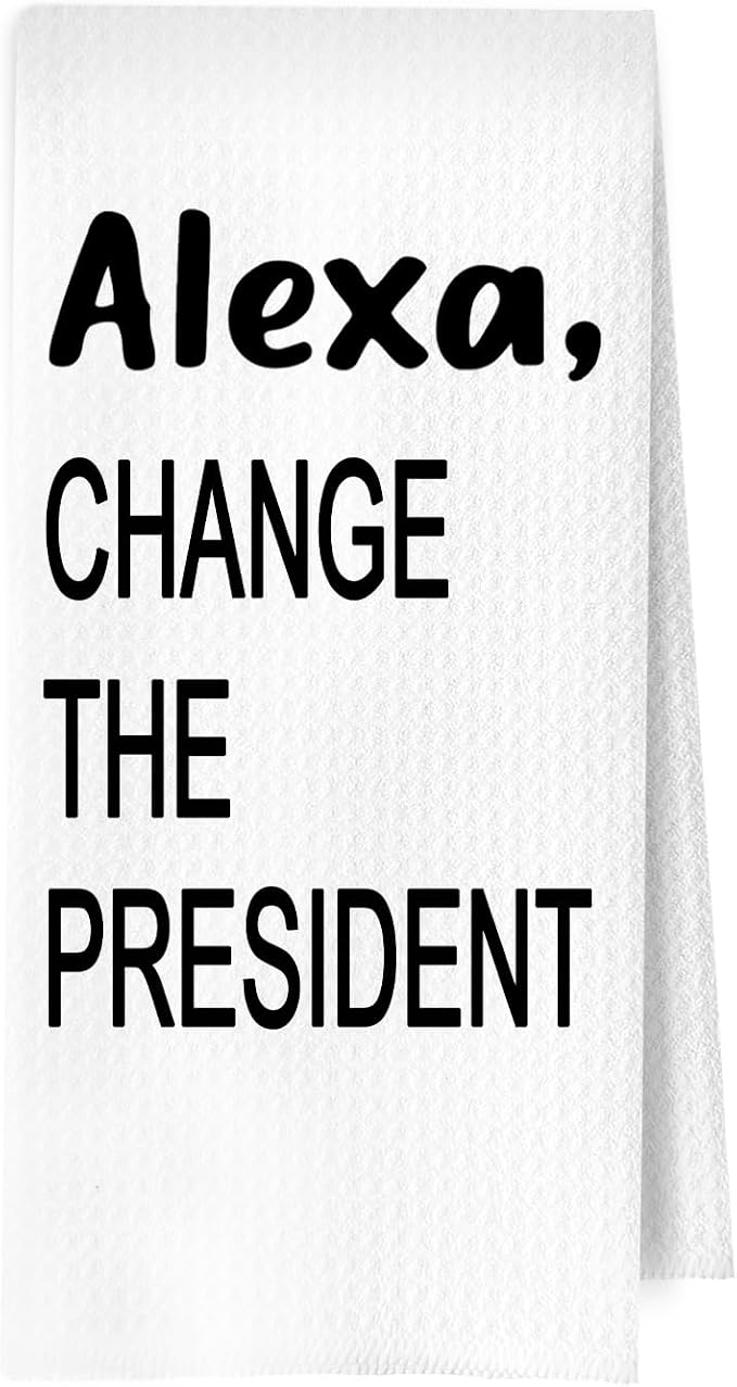 Funny Gifts Kitchen Decor - Funny Political Gifts Waffle Dish Towels for Kitchen Decor, Change The President Hand Towel, Housewarming Gift Tea Towel, 16x24 Inches